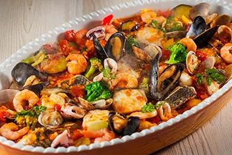 魚介と秋野菜の地中海風トマト煮